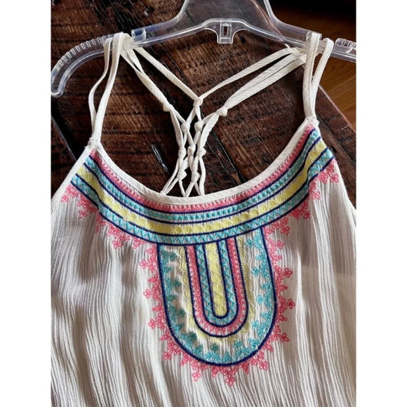Cream crinkle type Aztec Patterned Halter Style Tank/Top/Spaghetti strap Top - Picture 5 of 12